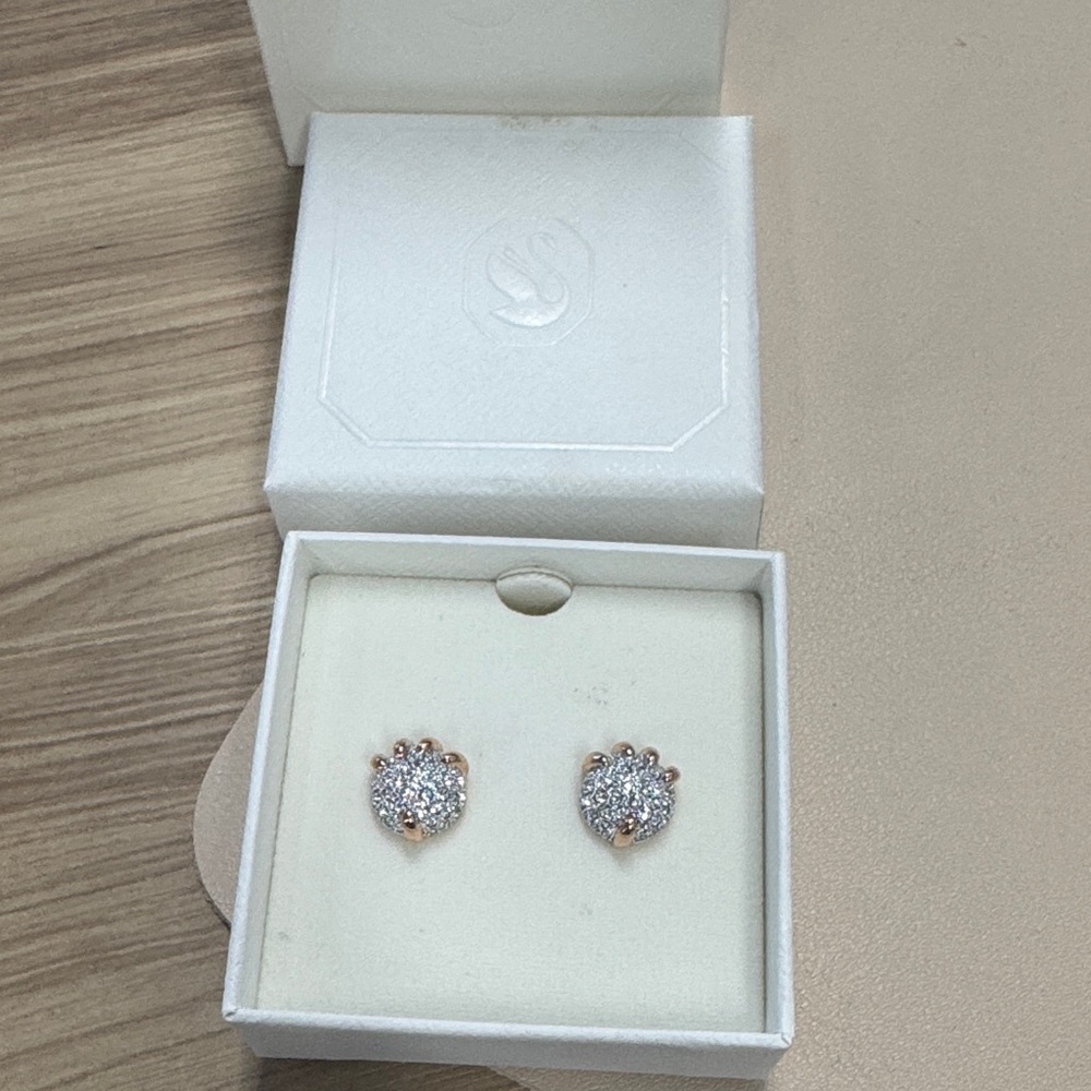 Sparkling Rose Gold and Silver Cluster Earrings